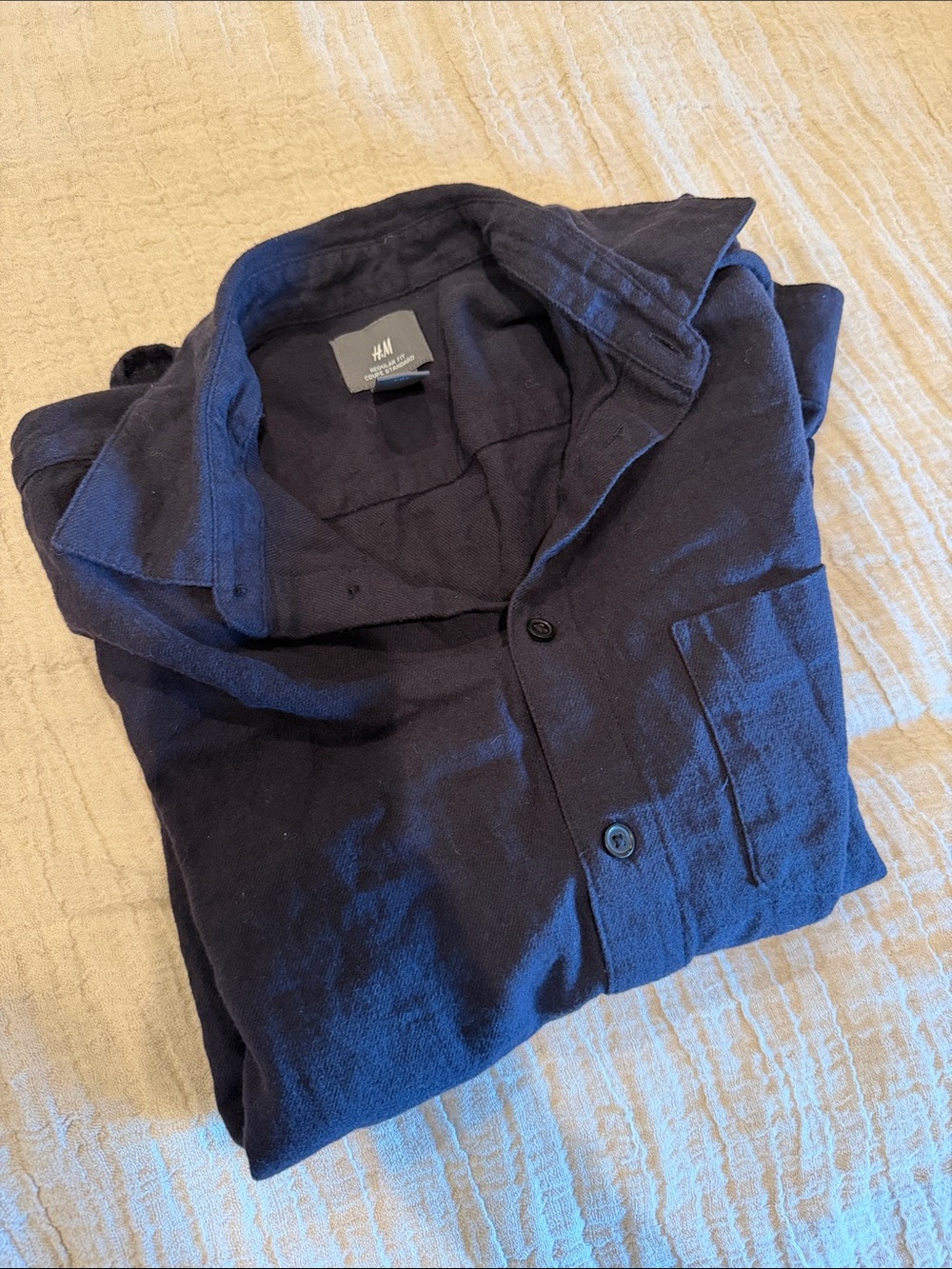 H&M Men’s Dark Navy Lightweight Button-Up Shirt Jacket
